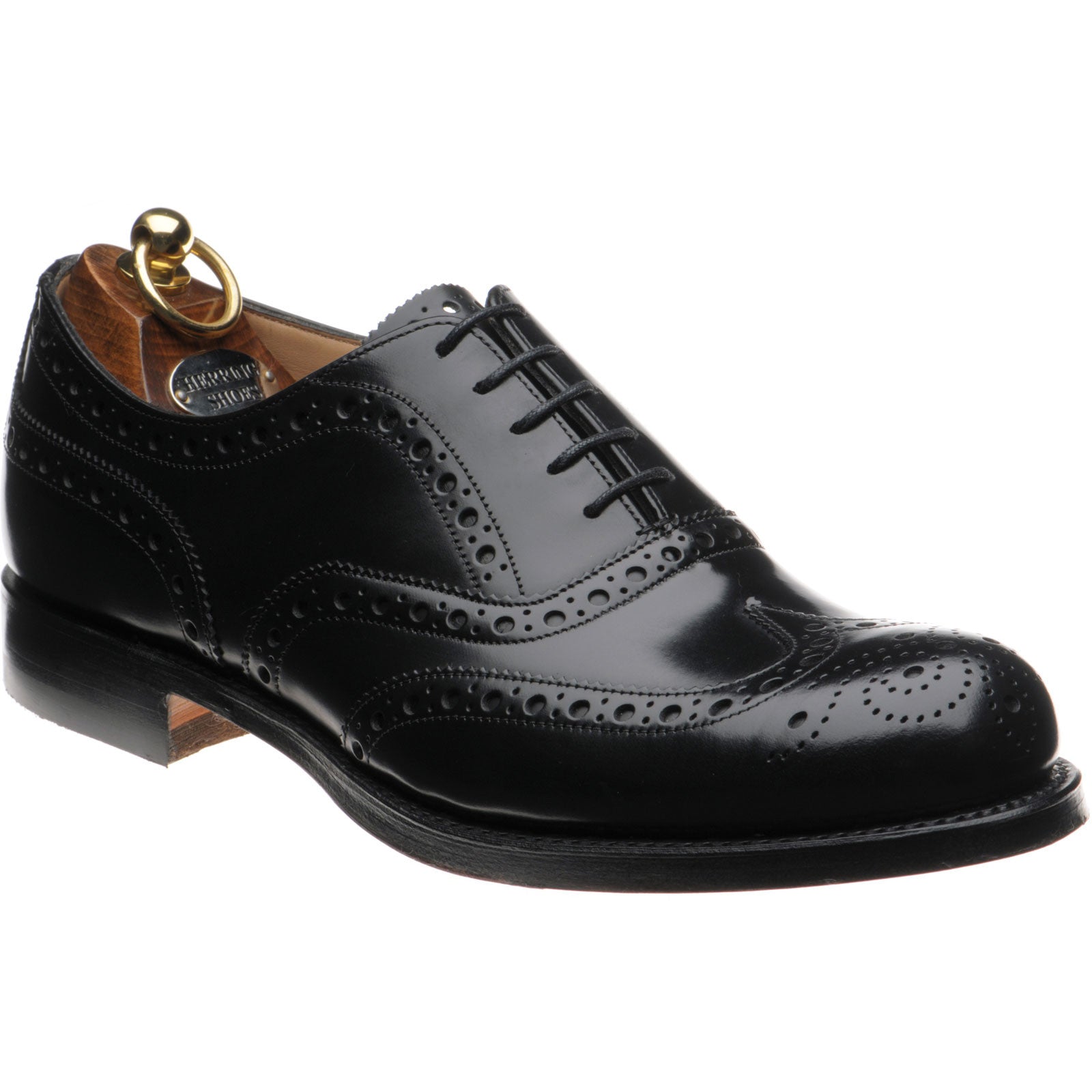 Herring Birchwood mens brogues in black polished