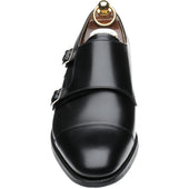 Herring Bishop mens rubber-soled double monk shoes in black calf