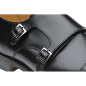 Herring Bishop mens rubber-soled double monk shoes in black calf (second)