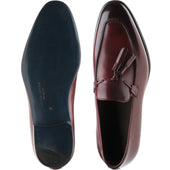 Herring Blackheath mens tasselled loafers in burgundy calf