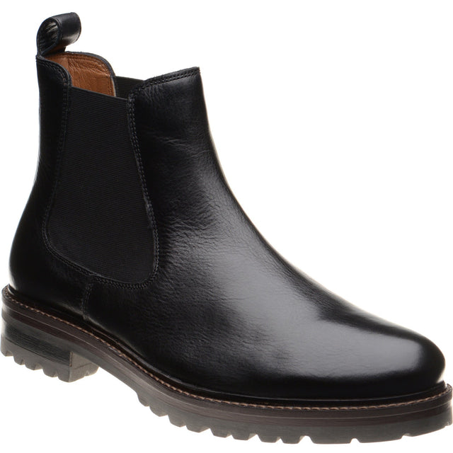 Herring Bragg mens rubber-soled Chelsea boots in black grain