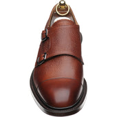Herring Braybrooke mens double monk shoes in dark leaf grain