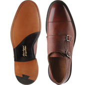 Herring Braybrooke mens double monk shoes in dark leaf grain
