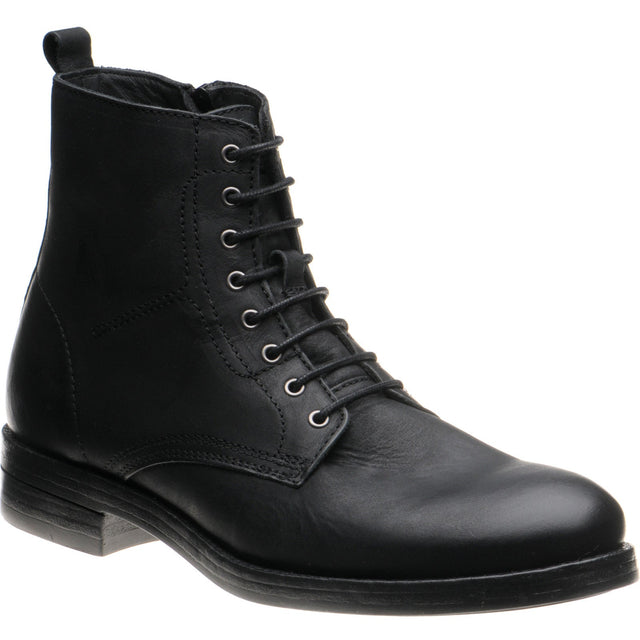 Herring Bridges mens rubber-soled boots in black waxy calf