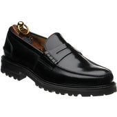 Herring Brighton II mens rubber-soled loafers in black polished