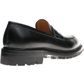 Herring Brighton mens rubber-soled loafers in black calf