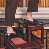 Herring Brighton mens rubber-soled loafers in black calf