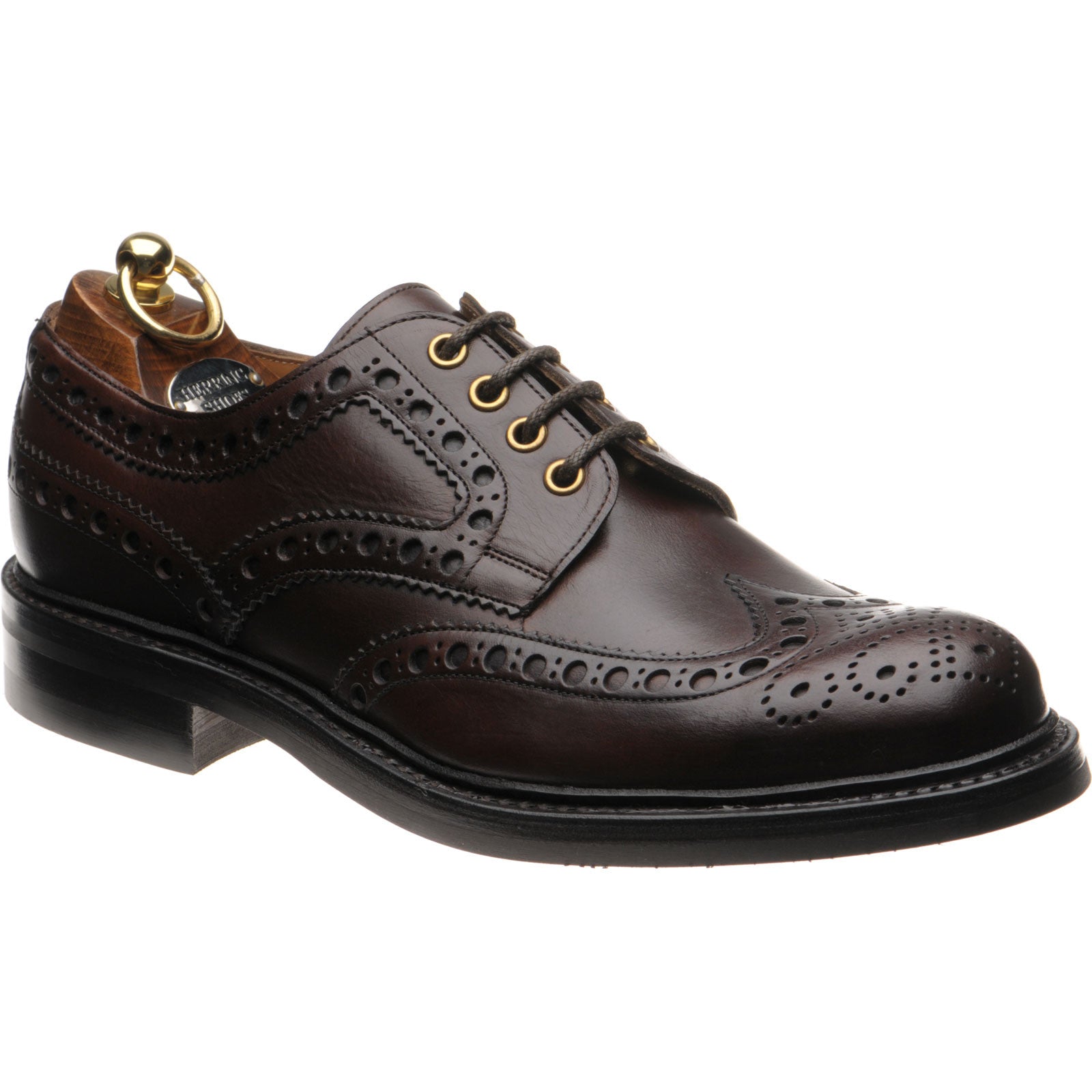 Herring Burford R mens rubber-soled brogues in brown waxy
