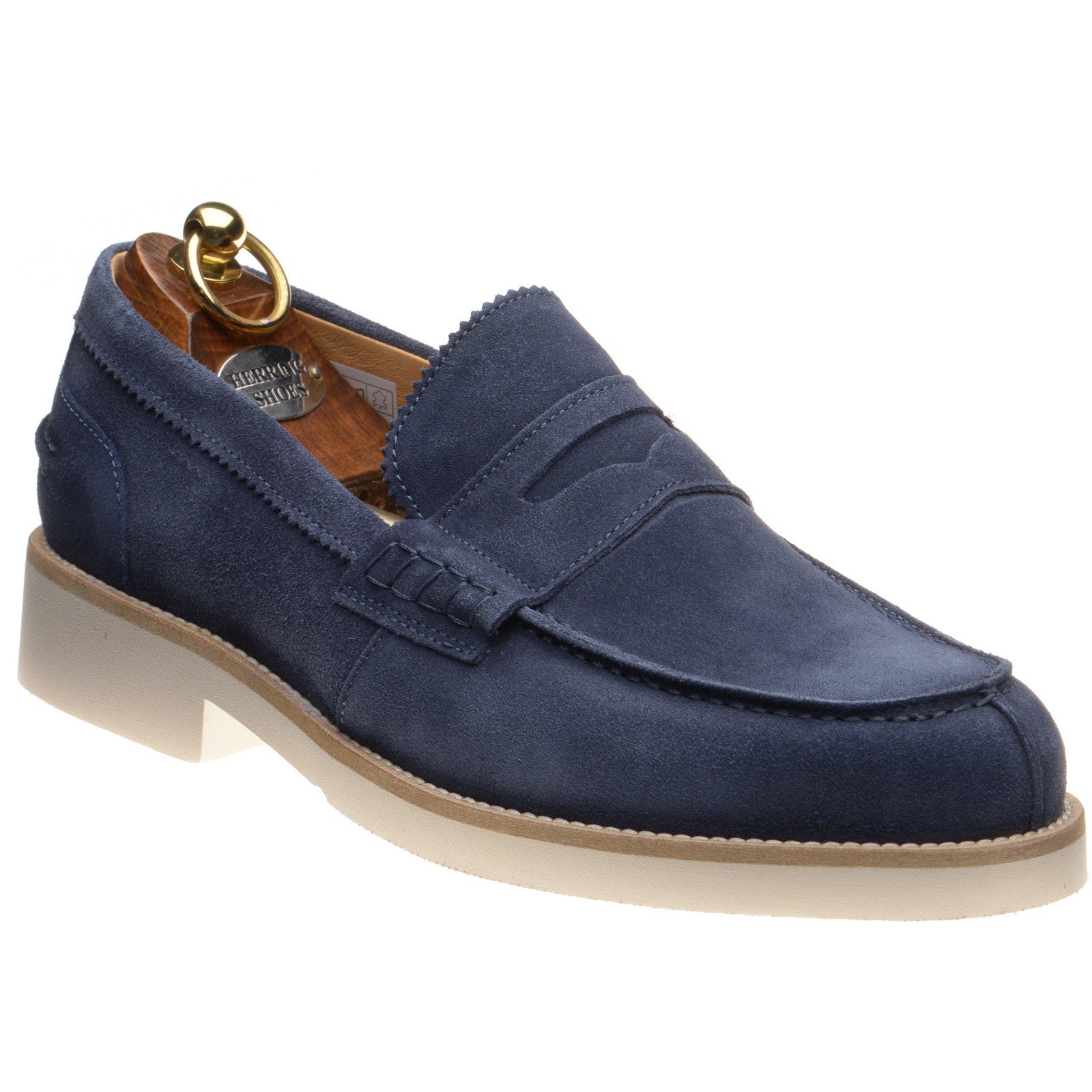 Herring Burrow mens rubber-soled loafers in blue suede