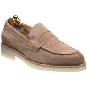 Herring Burrow mens rubber-soled loafers in taupe suede
