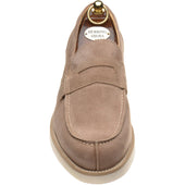 Herring Burrow mens rubber-soled loafers in taupe suede