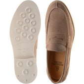 Herring Burrow mens rubber-soled loafers in taupe suede