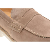 Herring Burrow mens rubber-soled loafers in taupe suede
