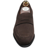 Herring Cadogan mens loafers in dark brown suede