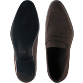 Herring Cadogan mens loafers in dark brown suede