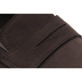 Herring Cadogan mens loafers in dark brown suede