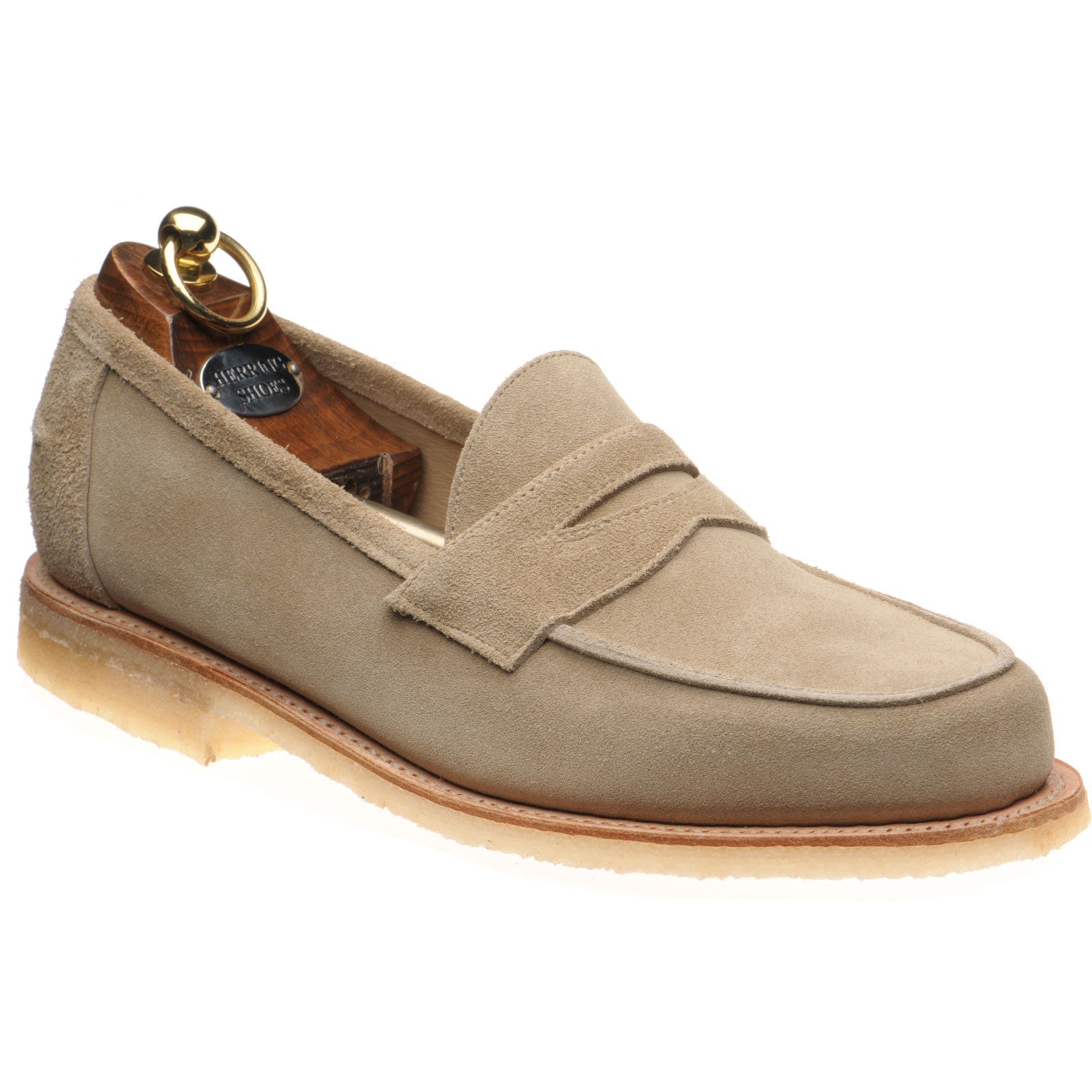 Herring Cannes mens rubber-soled loafers in sand suede