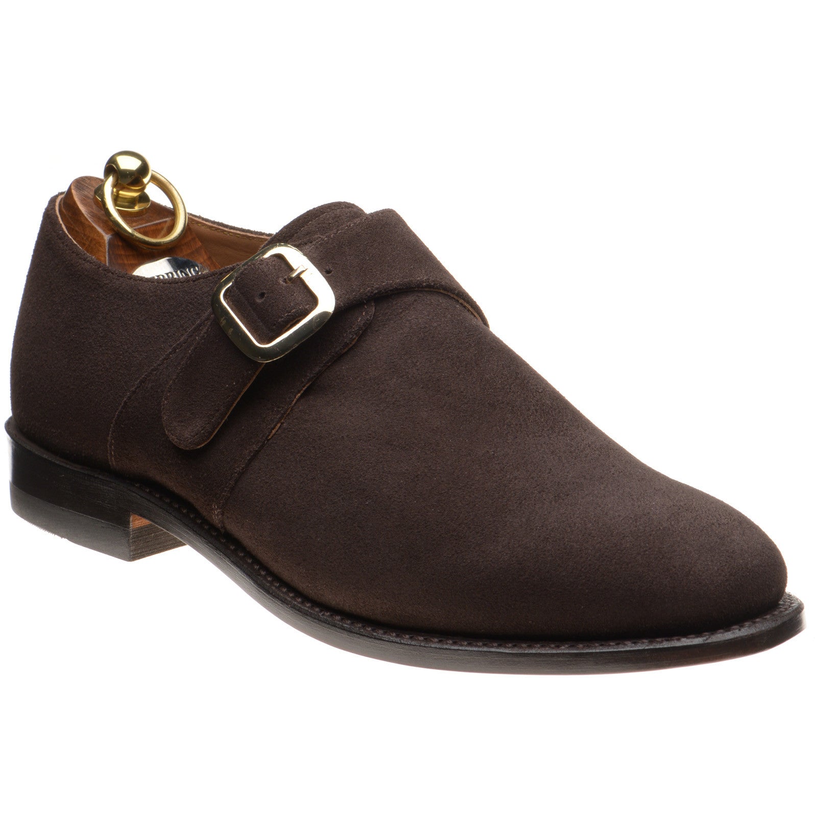 Herring Cardiff II mens monk shoes in brown suede