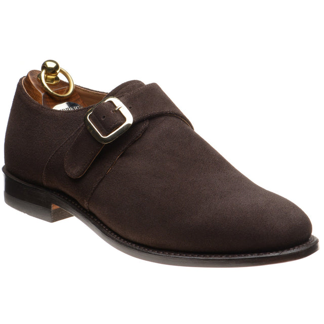 Herring Cardiff II mens monk shoes in brown suede