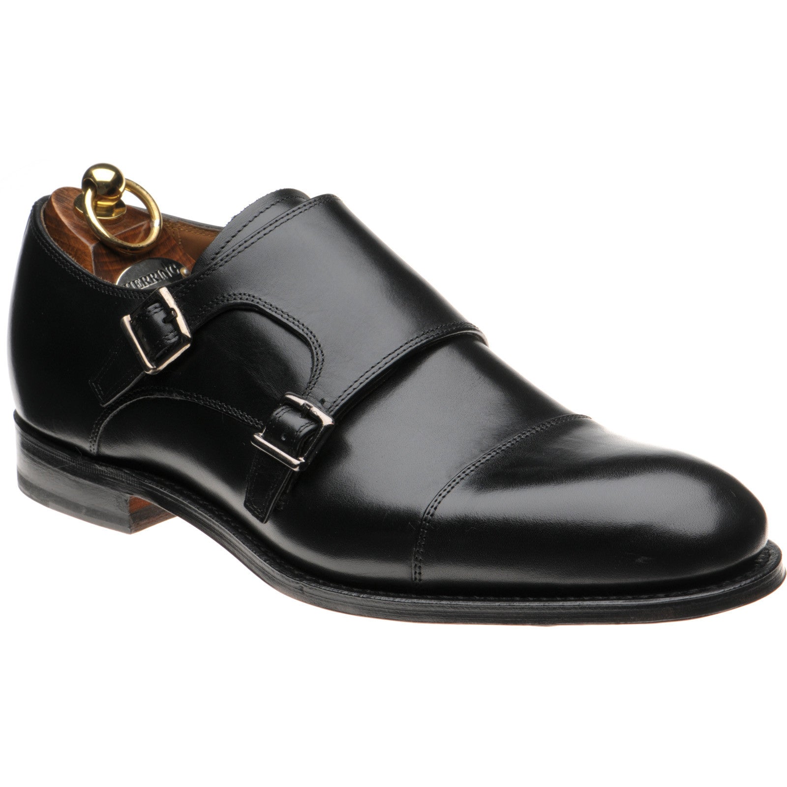 Herring Carlisle mens monk shoes in black calf (second)