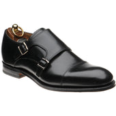 Herring Carlisle mens monk shoes in black calf