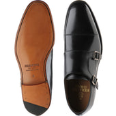 Herring Carlisle mens monk shoes in black calf