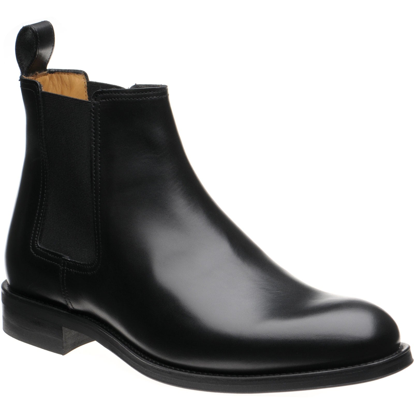 Herring Chichester mens rubber-soled Chelsea boots in black calf