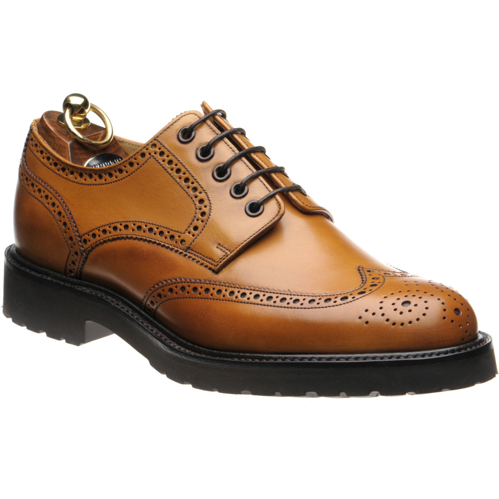 Herring Chippenham mens rubber-soled brogues in cedar calf