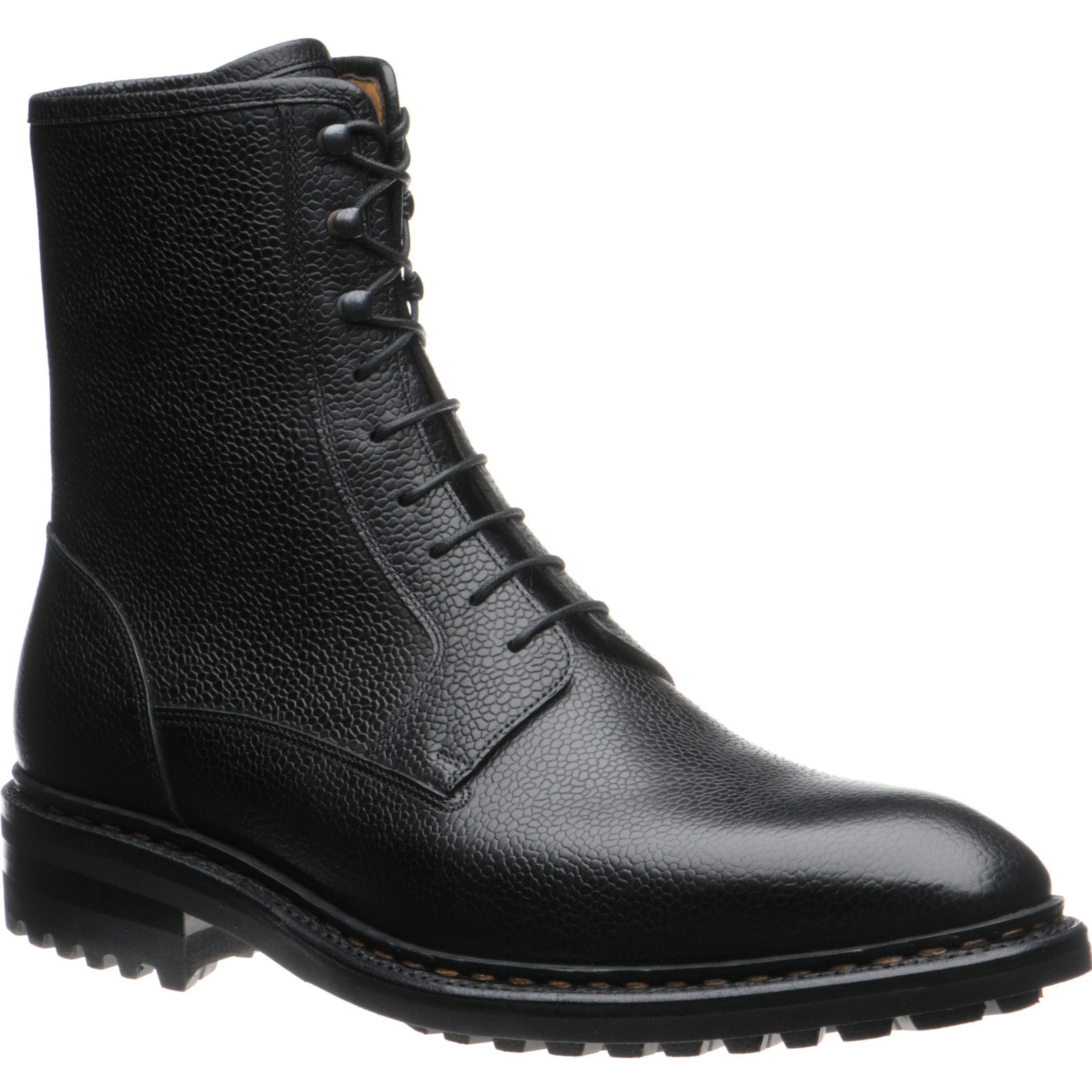 Herring Churchstow Norwegian mens rubber-soled boots in black grain