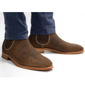 Herring Coburn mens Chelsea boots in brown waxy suede
