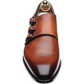 Herring Dahl mens monk shoes in chestnut calf