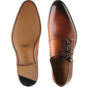 Herring Dahl mens monk shoes in chestnut calf