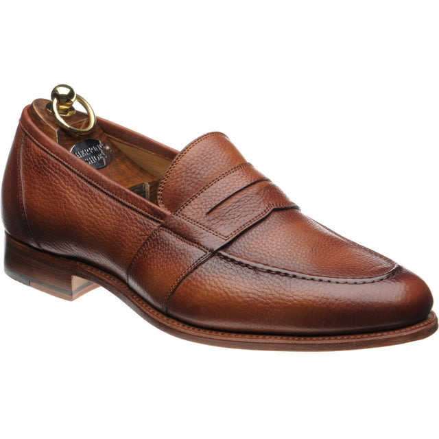 Herring Dartford mens loafers in tan soft grain