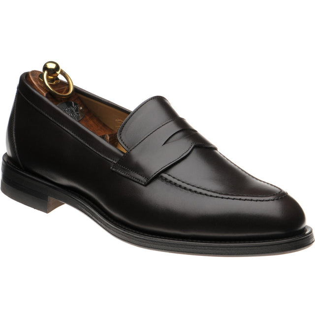 Herring Dunham II Rubber mens rubber-soled loafers in dark brown calf