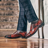Herring Dunkeld mens semi-brogues in rosewood calf