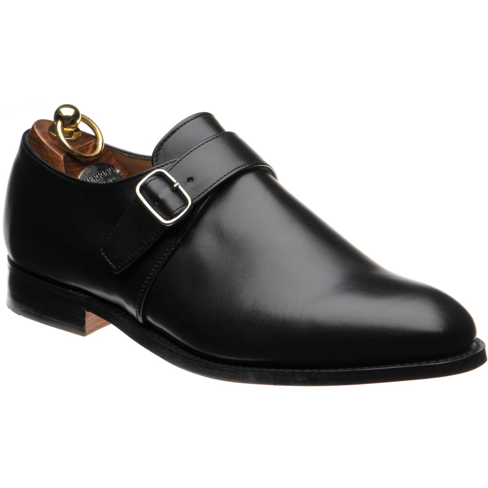 Herring Edgbaston mens monk shoes in black calf