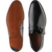 Herring Edgbaston mens monk shoes in black calf