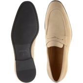 Herring Evora mens rubber-soled loafers in cream suede
