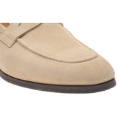 Herring Evora mens rubber-soled loafers in cream suede