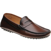 Herring Fiorano mens rubber-soled loafers in tan handpainted
