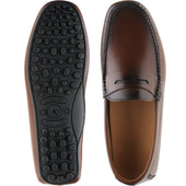 Herring Fiorano mens rubber-soled loafers in tan handpainted