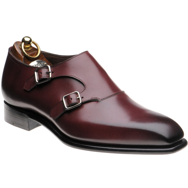 Herring Fitzrovia mens monk shoes in burgundy calf