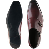 Herring Fitzrovia mens monk shoes in burgundy calf