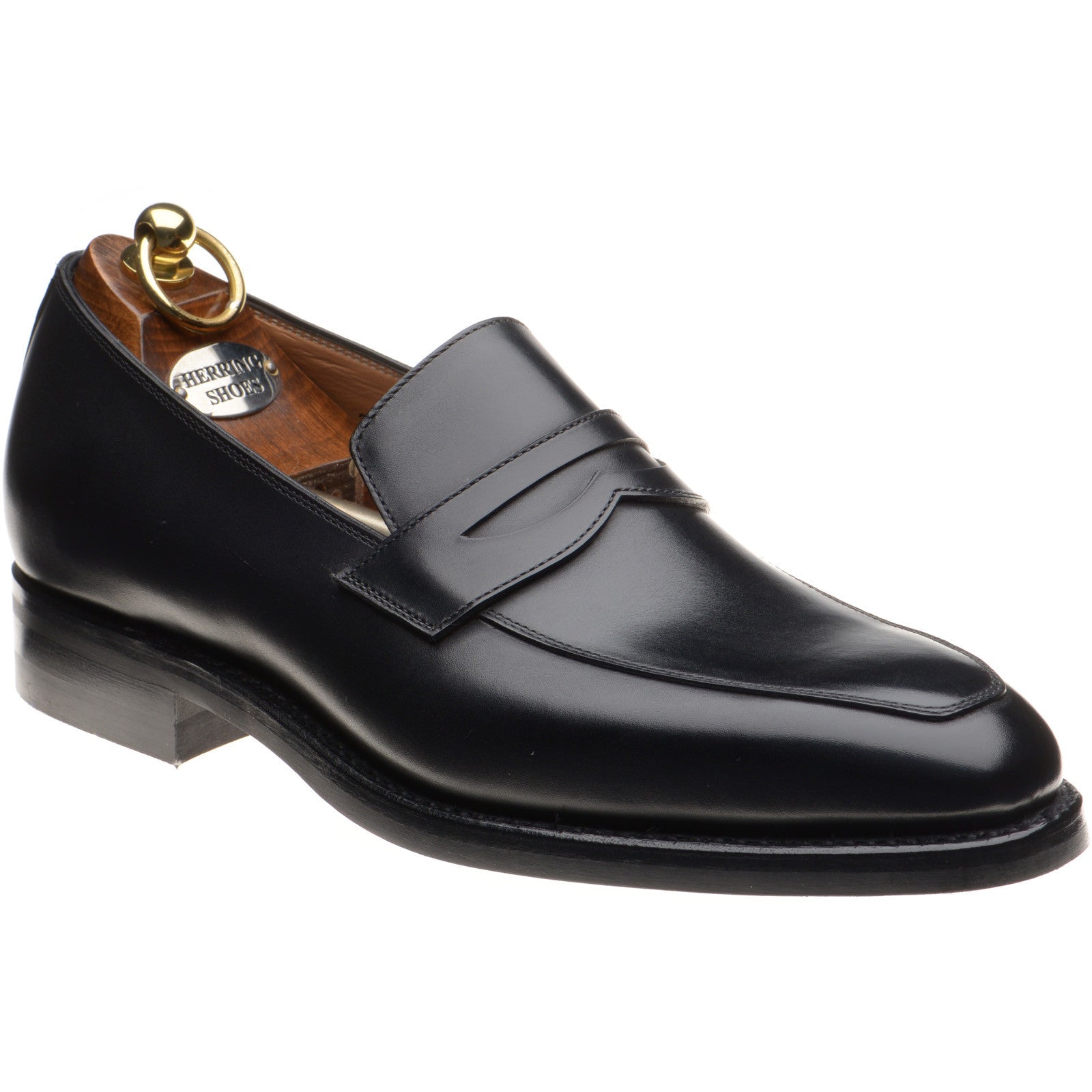 Herring Fletcher Rubber mens loafers in black calf