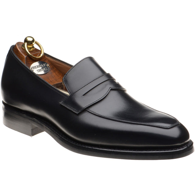 Herring Fletcher Rubber mens loafers in black calf