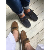 Herring Fowey mens rubber-soled deck shoes in navy