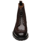 Herring Galashiels mens rubber-soled brogue boots in dark brown calf