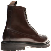 Herring Galashiels mens rubber-soled brogue boots in dark brown calf