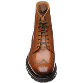 Herring Galashiels mens rubber-soled brogue boots in tan calf