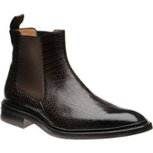 Herring Geneva mens rubber-soled Chelsea boots in dark brown croc
